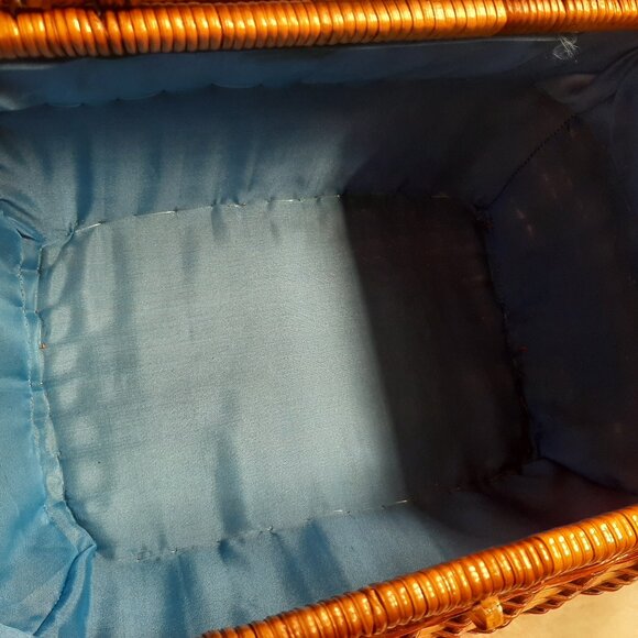 Vintage 1970s Colourful Sewing Box Craft Hobby Storage Wicker Basket - Picture 4 of 15